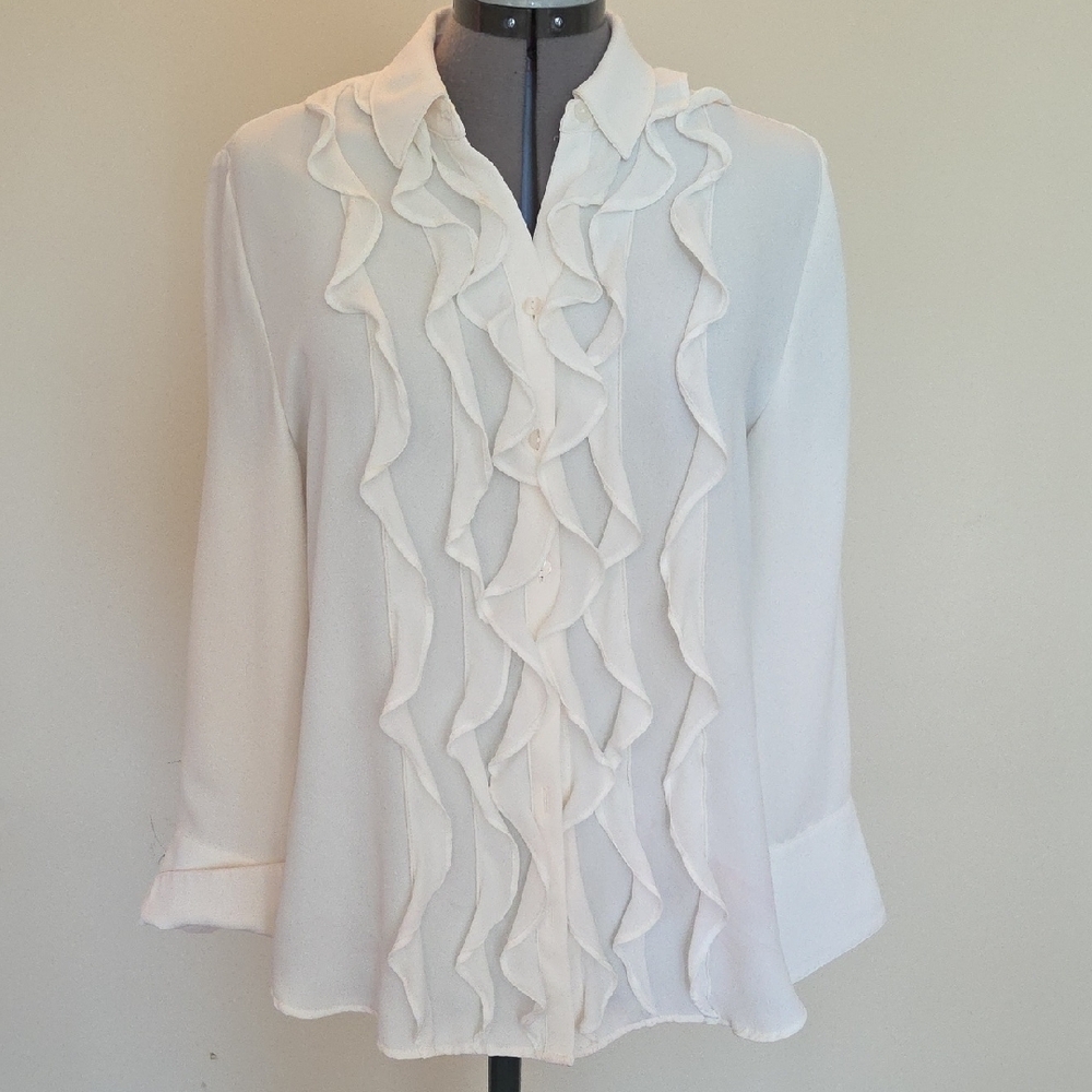 Chicos White Ruffle Blouse